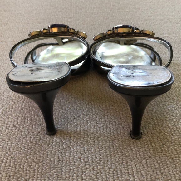 EUC Silver Giuseppe Zanotti mule’s w/ purple gems - Picture 2 of 6